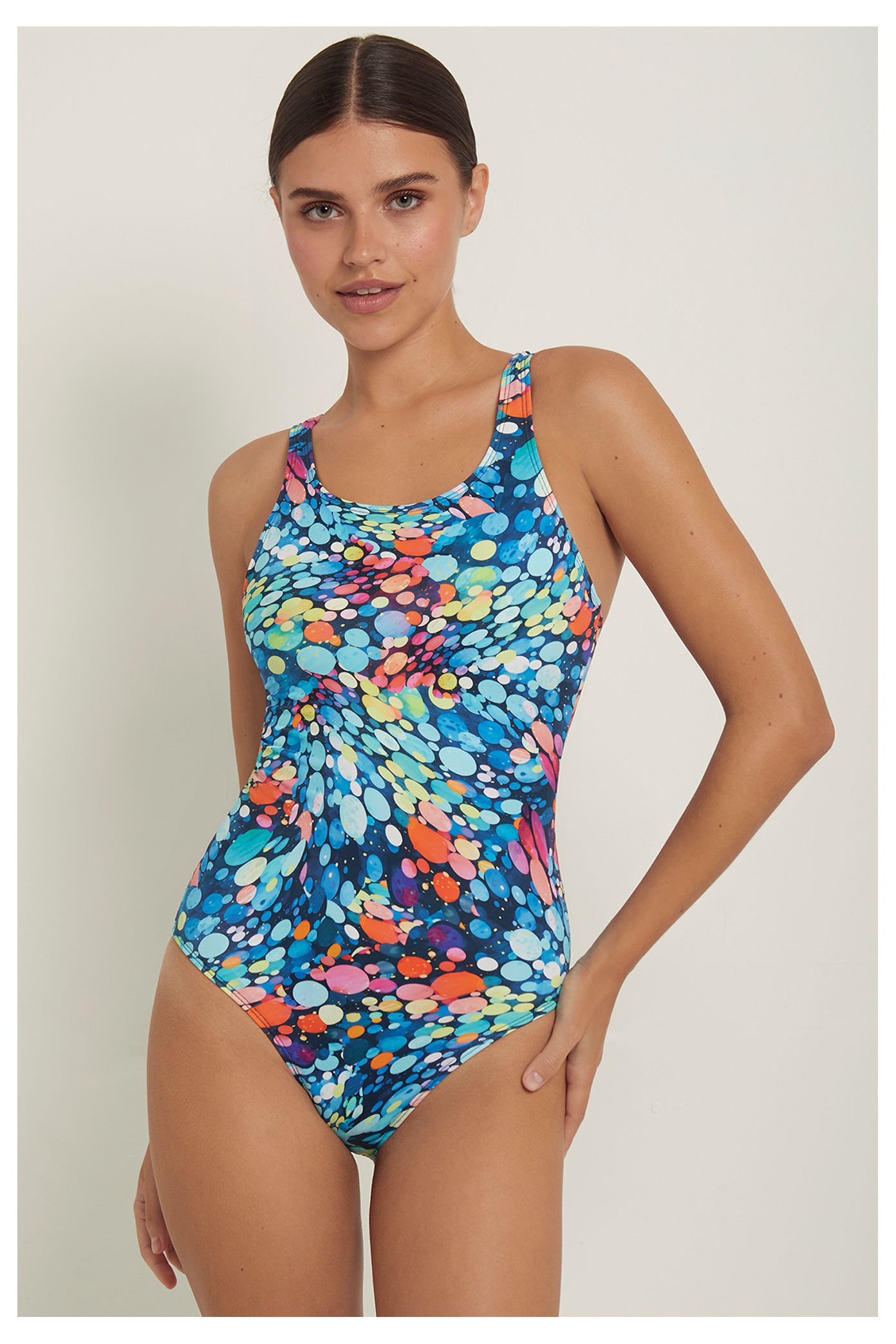 Bañador natación mujer azul multicolor